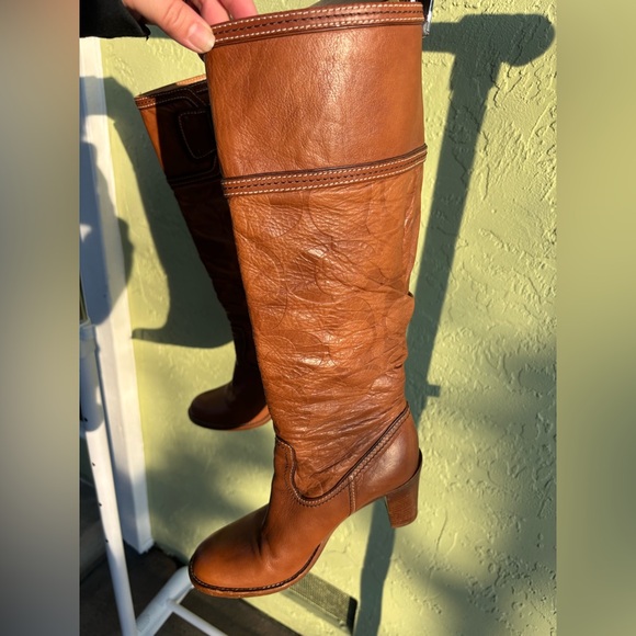 Coach Brown Leather embossed Knee-High Boots - Picture 5 of 10
